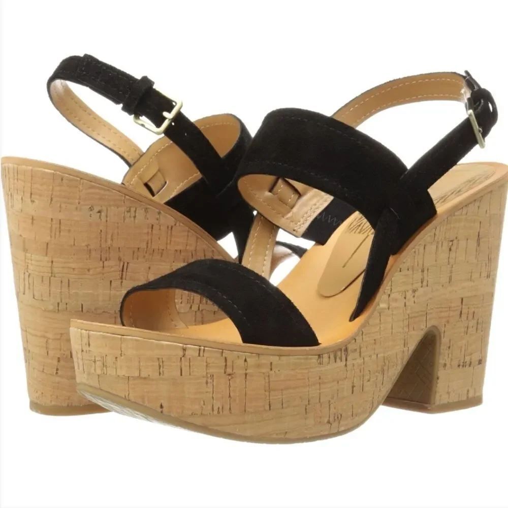 COCONUT BY MATISSE DOUBLE STRAP OPEN TOE BLOCK WEDGE STYLE SANDAL